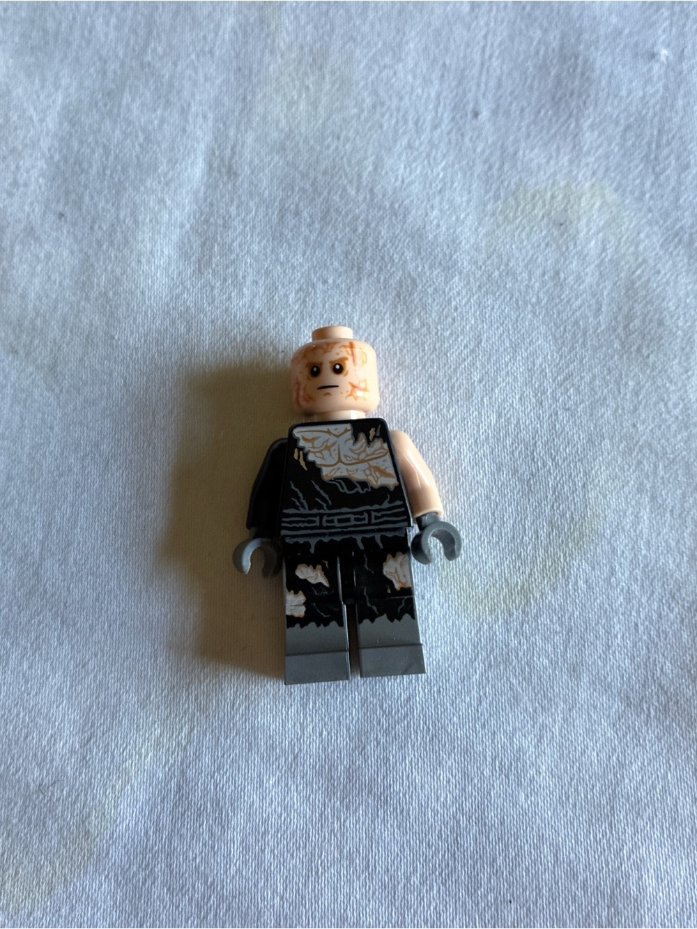 Lego Star Wars Black Printed Torso and Dark Gray Legs with Scarred Flesh Head